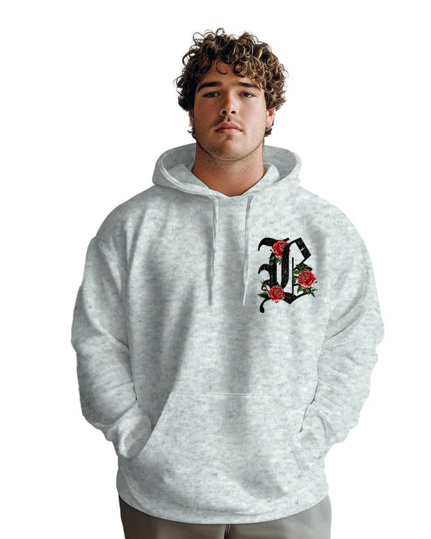 Cotton-Front And Back Gothic Letter Printed Men's Loose Oversized Sweatshirt