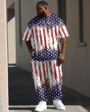 Independence Day Flag Print Large Men's Suit