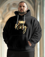 Men's Daily Casual King Letter Print Plus Size Hoodie Suit