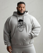 Cotton Material-bearded Beer Simple Pen Printing Men's Loose Oversized Hoodie