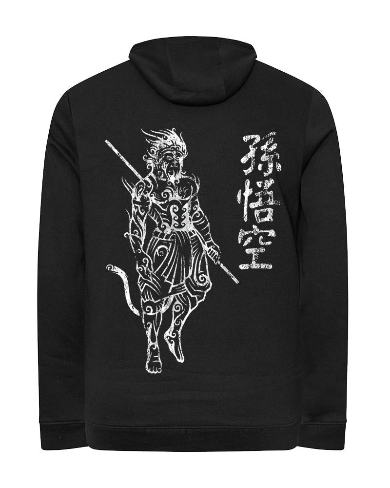 Front And Back Monkey King Printed Men's Oversized Cotton Hoodie