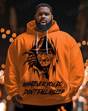 Men's Halloween Whatever You Do Don't Fall Asleep Peeking Print Plus Size Hoodie Suit