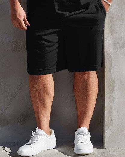 Men's Plus Size Simple Letter Print T-shirt Shorts Suit