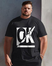 Men's Plus Size Simple Letter Print T-shirt Shorts Suit