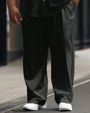 Men's Plus Size Business Simple Gradient Line Short Sleeve Shirt Suit