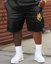 Large size men's Lion Crown T-shirt & shorts two-piece set