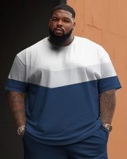 Men's Large Size Street Cartoon Color Block Casual Graffiti Short-Sleeved Shorts Suit