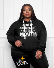 Women's Plus Size I Got A Good Heart Hoodie Set