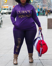 Women's Plus Size Curvy Squad Hoodie Set