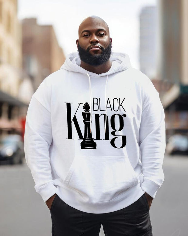 Men's Plus Size Black King Long Sleeve Hoodie