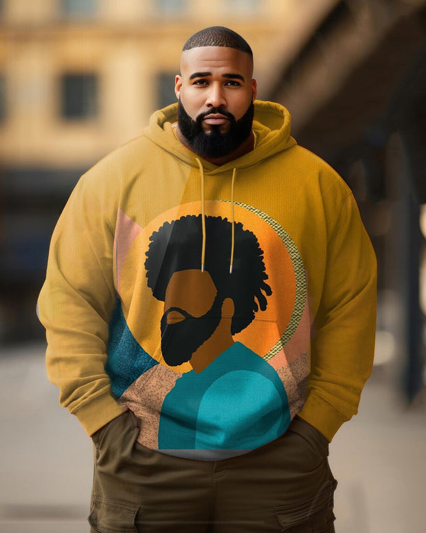 Men's Plus Size Black Man Collage Illustration Hoodie