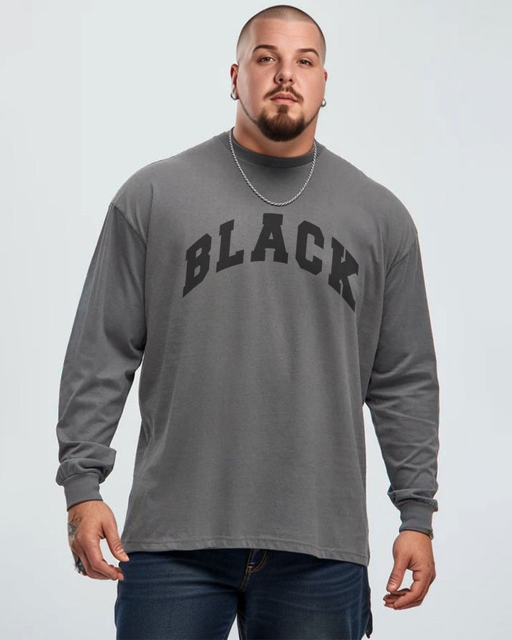 100 Cotton-Men's BLACK Printed Long Sleeve T-Shirt