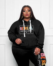 Women's Plus Size Be Real Not Perfect Hoodie Set