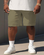 Men's Plus Size Simple Casual Camouflage Colorblock Printed Pocket Shirt Shorts Suit