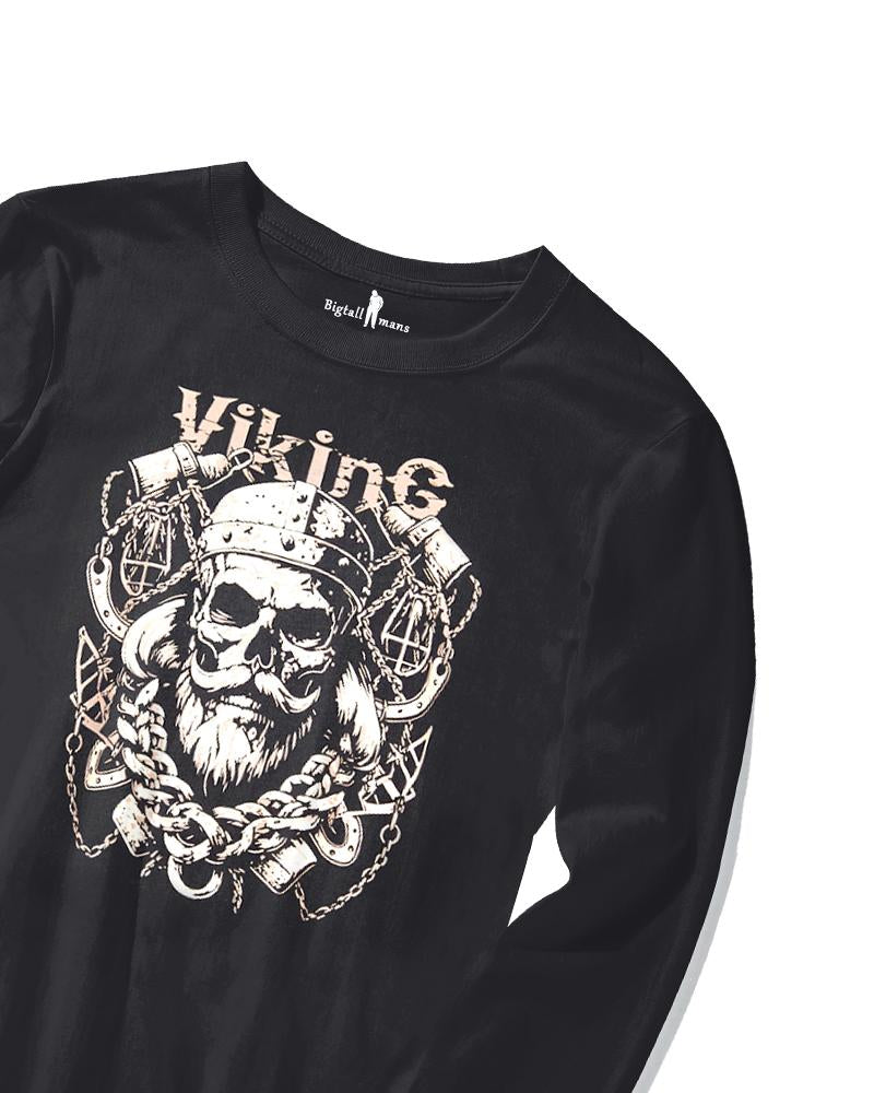 100 Cotton-Men's King Print Long Sleeve T-Shirt