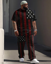 Independence Day Flag Star Print Large Men's Suit