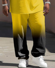 Men's Large Simple Gradient T-shirt Pants Suit