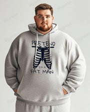 Cotton Material - Pretend I'm A Fat Man Letter Print Men's Loose Oversized Hoodie