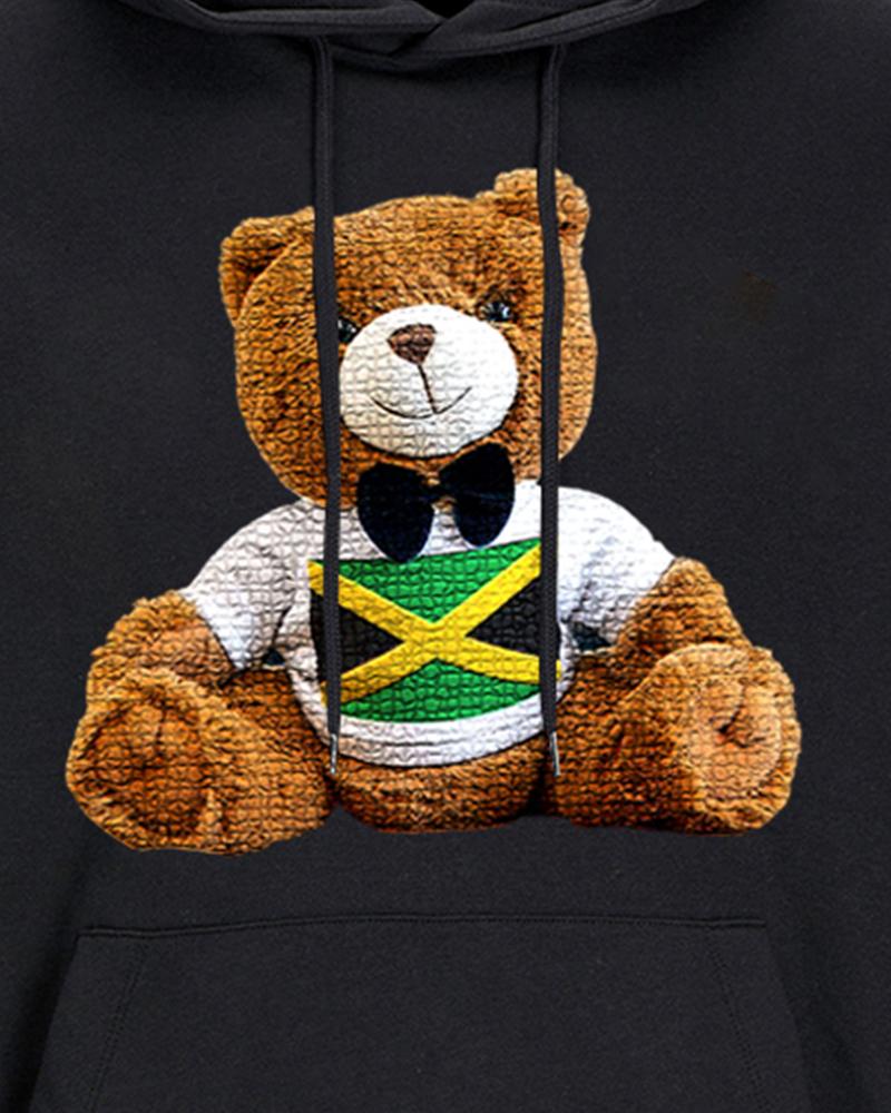 3D Bubble Texture Teddy Bear Cotton Hoodie Trousers Suit