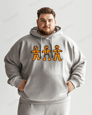 Cotton Material-bite Gingerbread Man Print Men's Loose Oversized Hoodie