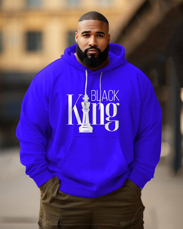 Men's Plus Size Black King Long Sleeve Hoodie