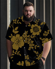 Men's Plus Size Casual Floral Floral Print Short Sleeve Shirt Trousers Suit