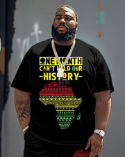 Men's Plus Size Juneteenth Black History Month Map Print T-Shirt Shorts Suit