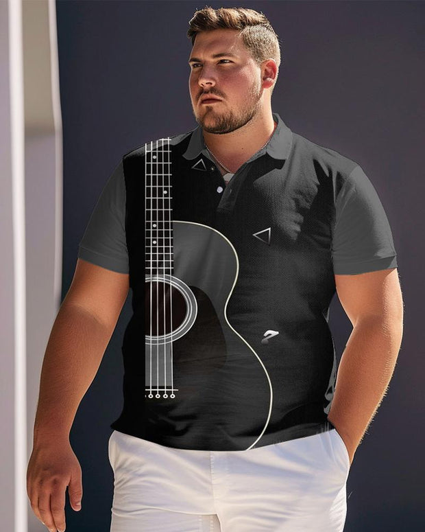 Guitar Print POLO Large Men's Short Sleeve T-Shirt