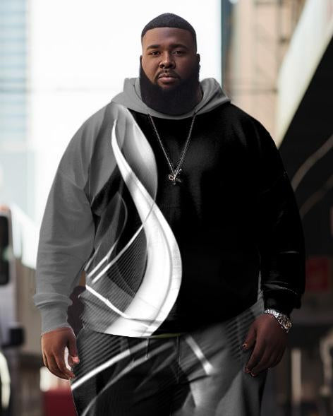 Men's Plus Size Casual Hip Hop Abstract Aurora Hoodie (Pack of Two)