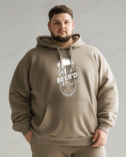 Cotton Material-bearded Beer Simple Pen Printing Men's Loose Oversized Hoodie