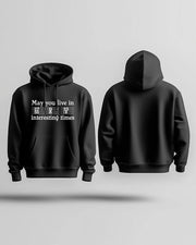 Cotton Material - May You Live In Interesting Times Alphabet Print Men's Loose Oversized Hoodie