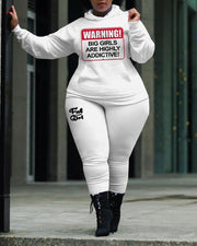 Women's Plus Size Warning Big Girls Hoodie Set