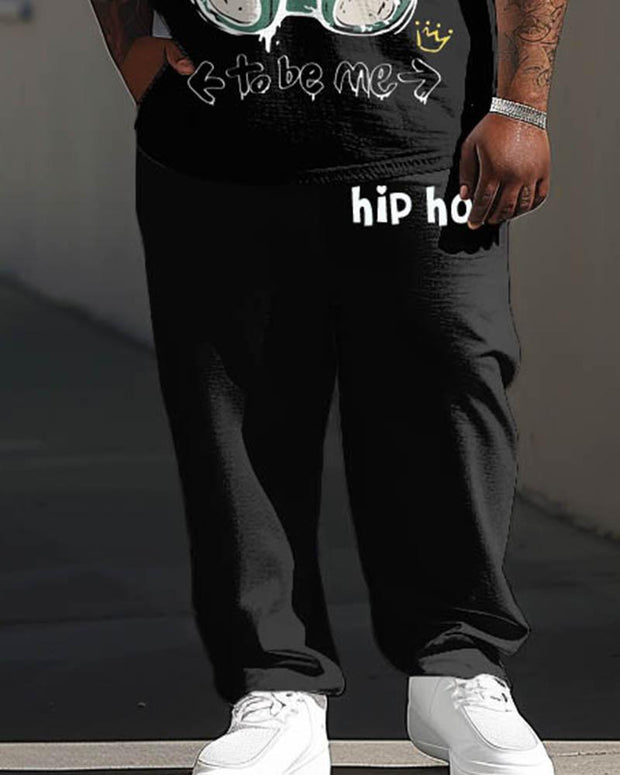 Men's Large Graffiti Bear Alphabet Print T-Shirt Pants Suit