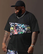Casual Hip-Hop Expression Stitching Print Men's Large Suit