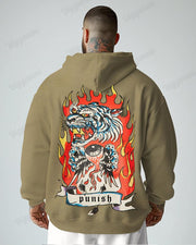 Cotton-Flaming Big Eyes Monster Pattern Printed Men's Loose Oversized Sweat