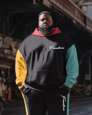 Men's Plus Size Candy Color Splicing Hoodie Set of Two