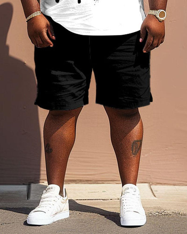 Men's Plus Size Juneteenth Black Freedom Day Printed T-Shirt Shorts Suit