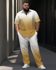 Men's Plus Size Gradient Print Short Sleeve Shirt Suit