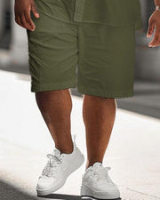 Men's Plus Size Daily Casual Colorblock Printed Shirt Shorts Suit