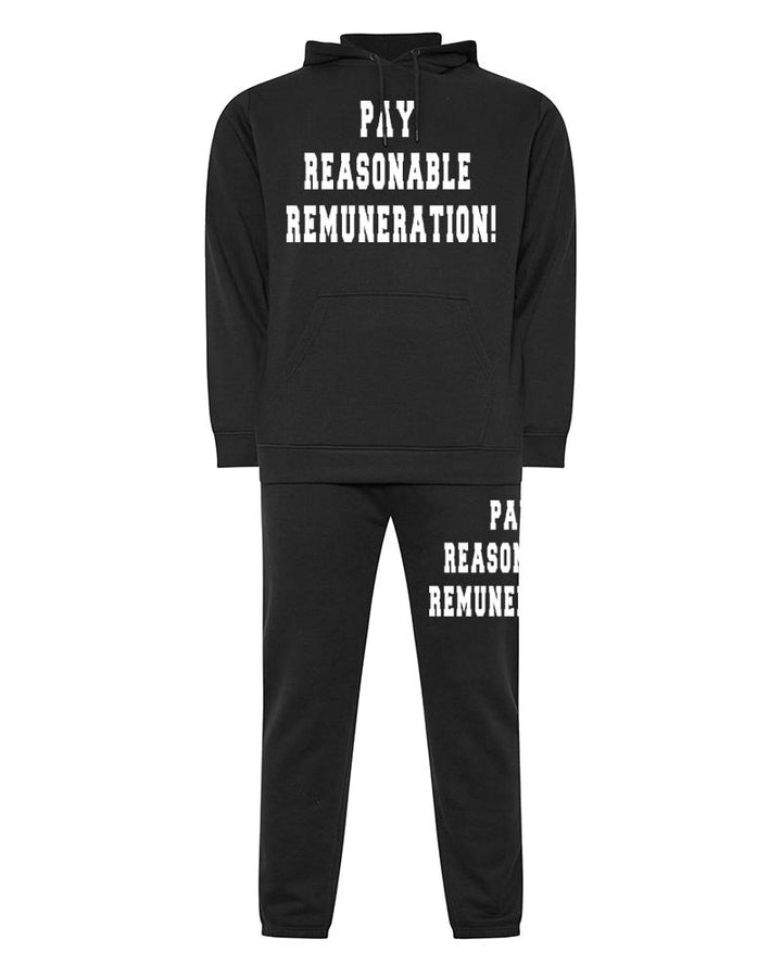 "Pay Fair" Slogan Cotton Hoodie Trousers Suit