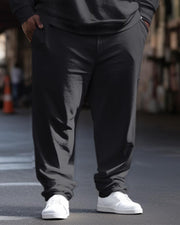 Men's Plus Size Casual Diamond Long Sleeve Hoodie Sporty Two-Piece Suit