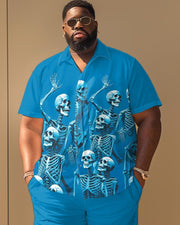 Skull Casual Short -sleeved Shirt Large Size Men's Suit