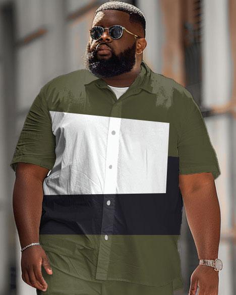 Men's Plus Size Daily Casual Colorblock Printed Shirt Shorts Suit