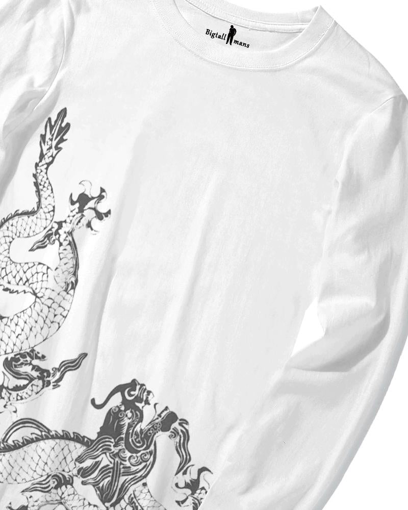 100% Cotton-Men's Mascot "Dragon" Printed Long Sleeve T-Shirt