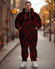 Men's Halloween Bloody HAHAHA Print Plus Size Hoodie Suit