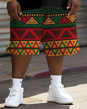 Men's Plus Size Juneteenth Peace And Love Print T-Shirt Shorts Suit