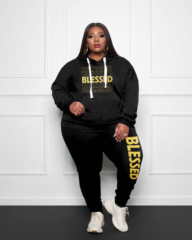 Women's Plus Size Blessed Stacked Hoodie Set