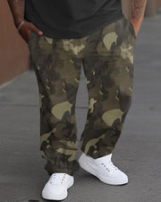 Simple Solid Color T-Shirt Camouflage Pants Large Men's Suit