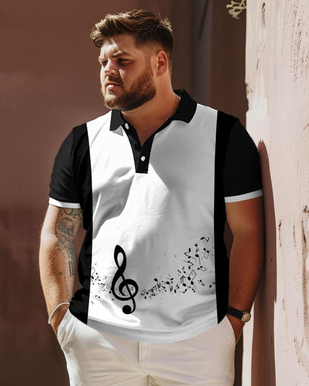 Musical Note Print POLO Large Men's Short Sleeve T-Shirt
