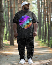 Men's Plus Size Daily Casual Tree Gradient Print T-Shirt Trousers Suit